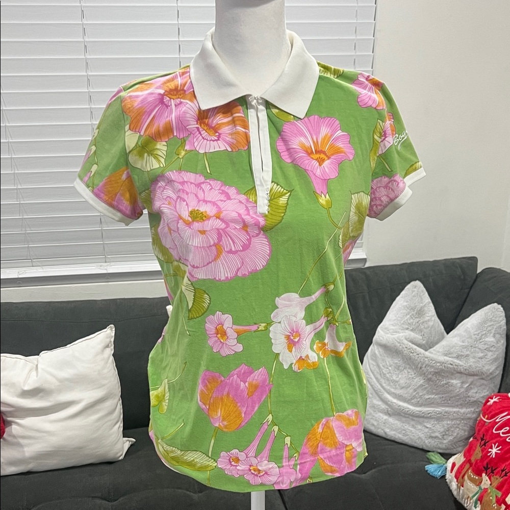 Bogner Green Floral Button Down Shirt